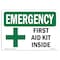 Signmission OSHA Emergency Sign, 7" Height, Rigid Plastic, First Aid Kit Inside, Landscape, EM-P-L-10324 OS-EM-P-710-L-10324 - alternate 1